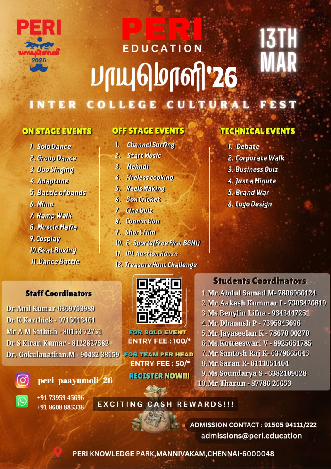 PAAYUMOLI'26 Cultural Fest Poster 